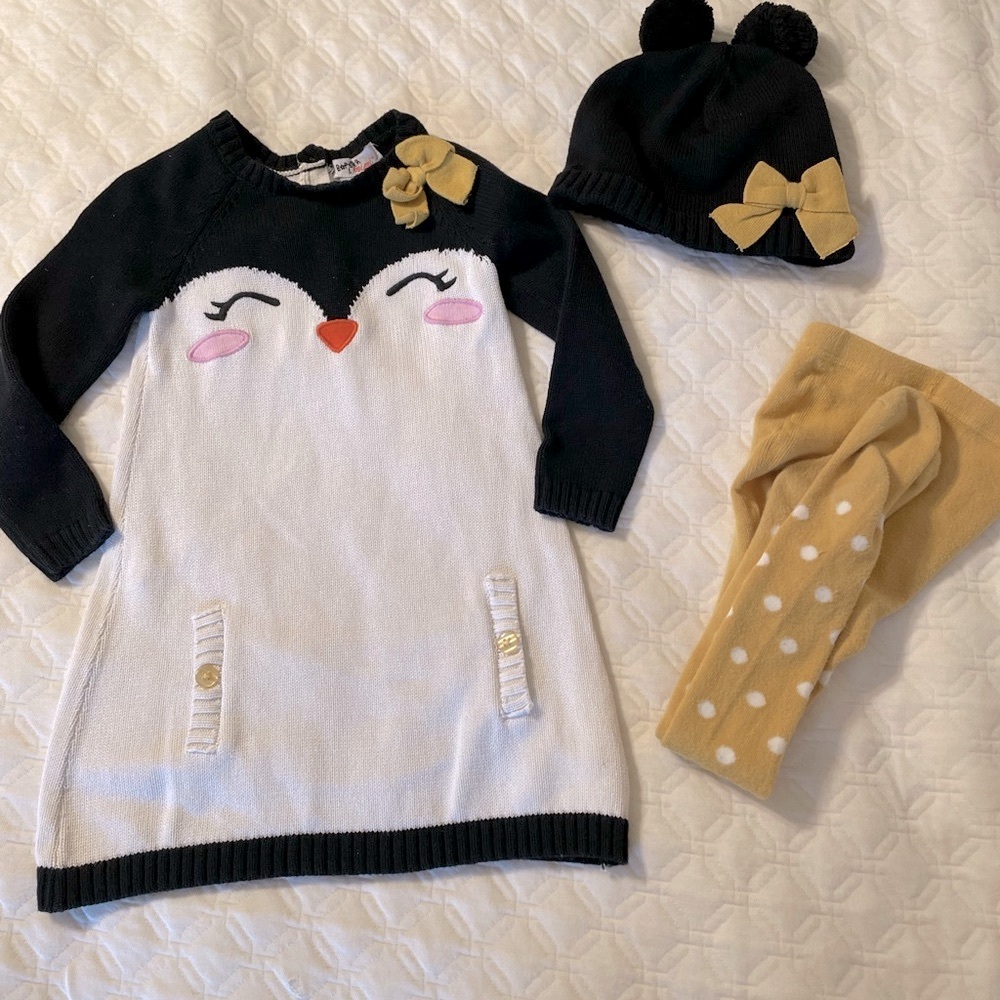 Bopster & Mimi size 3T 3-piece outfit-sweater dress, hat, tights